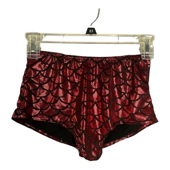 Mermaid red holographic booty shorts size small - Picture 1 of 2